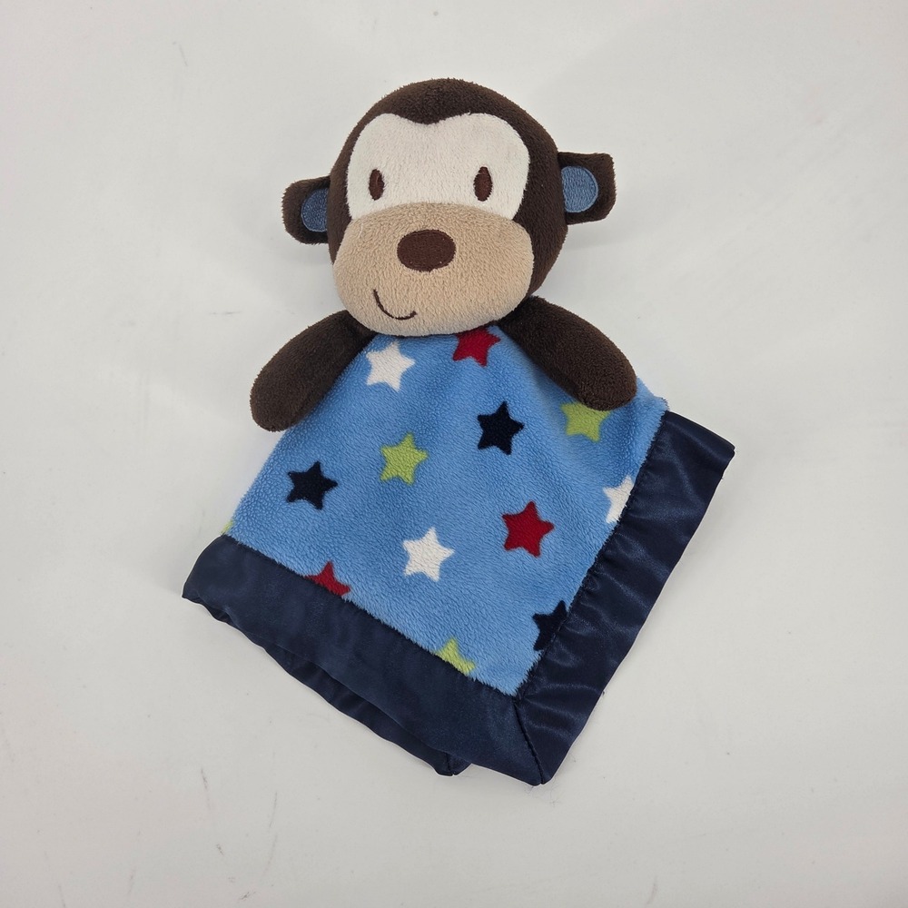 Garanimals Baby Security Blanket Monkey Blue Stars Plush Cuddle Buddy